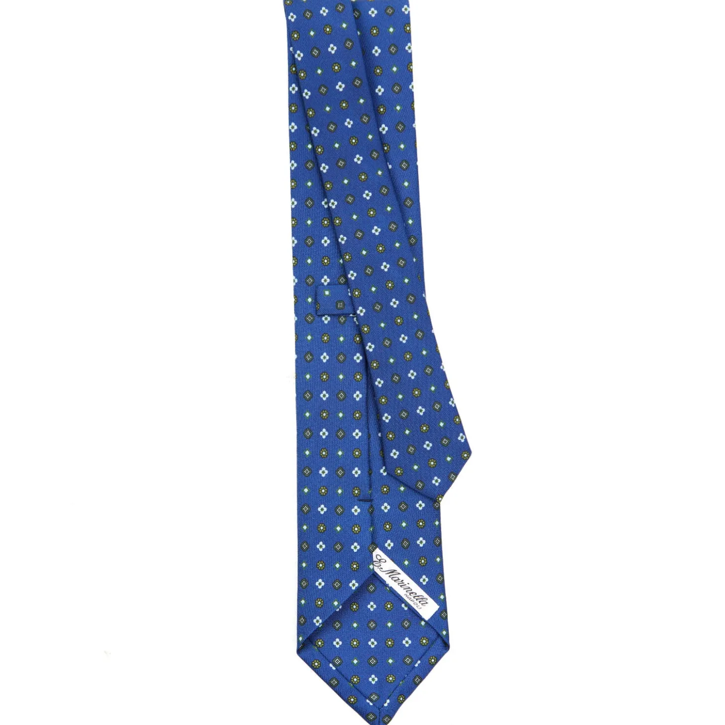 CRAVATTA SARTORIALE CLASSICA IN SETA BLU Microfantasia fiore