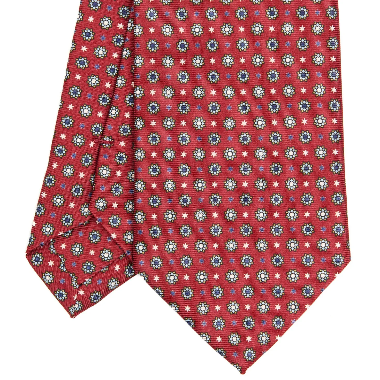 CRAVATTA SARTORIALE CLASSICA IN SETA BORDEAUX Microfantasia fiore