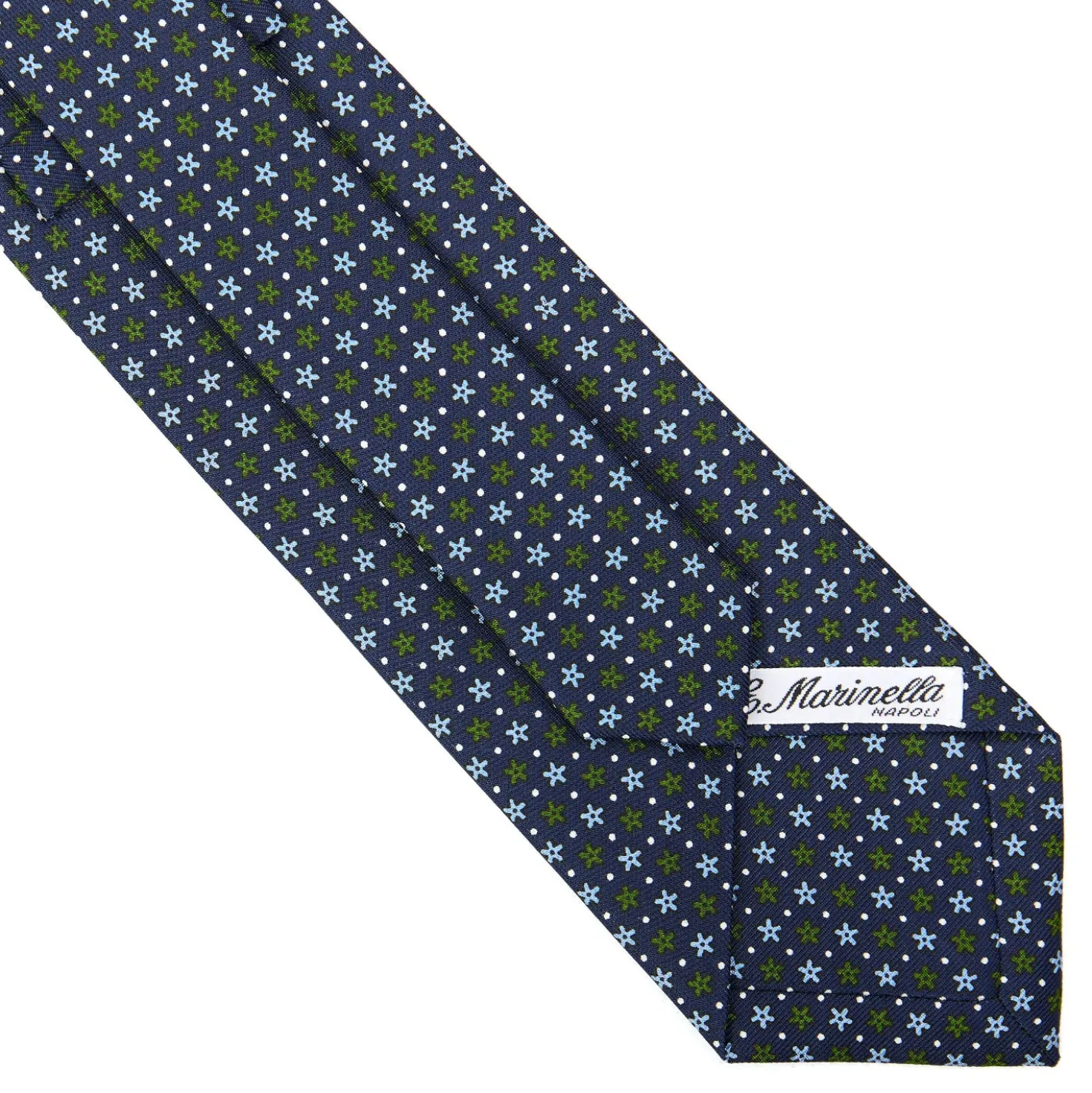 CRAVATTA SARTORIALE CLASSICA IN SETA BLU SCURO Microfantasia fiore