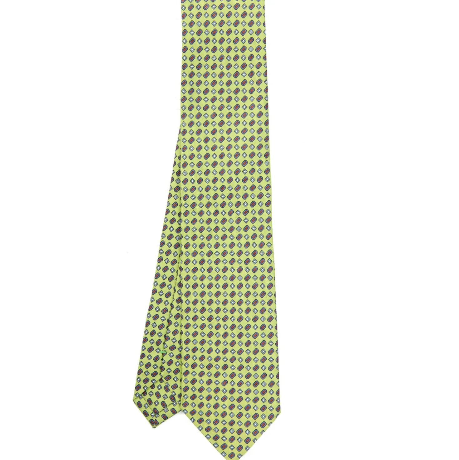 CRAVATTA SARTORIALE CLASSICA IN SETA VERDE CHIARO Microfantasia fiore