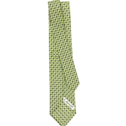 CRAVATTA SARTORIALE CLASSICA IN SETA VERDE CHIARO Microfantasia fiore