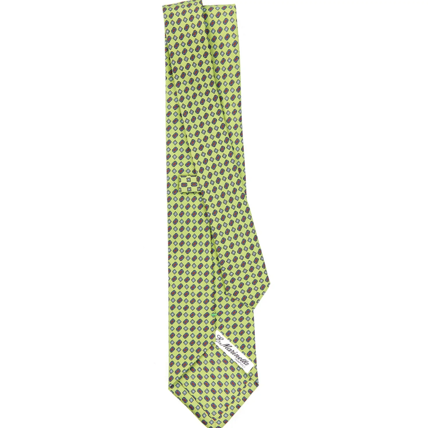 CRAVATTA SARTORIALE CLASSICA IN SETA VERDE CHIARO Microfantasia fiore