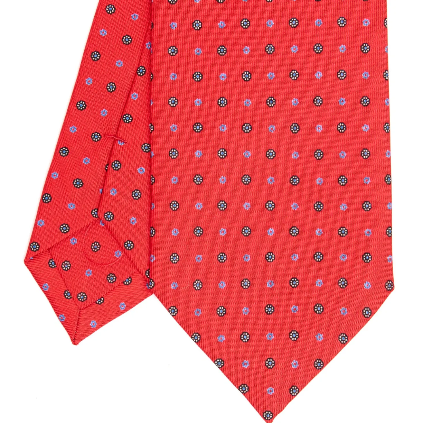 CRAVATTA SARTORIALE CLASSICA IN SETA ROSSO Microfantasia fiore