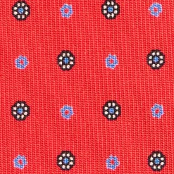 CRAVATTA SARTORIALE CLASSICA IN SETA ROSSO Microfantasia fiore