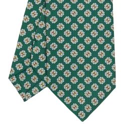 CRAVATTA SARTORIALE CLASSICA IN SETA VERDE SCURO Microfantasia fiore