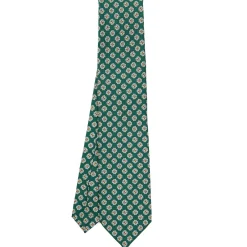 CRAVATTA SARTORIALE CLASSICA IN SETA VERDE SCURO Microfantasia fiore