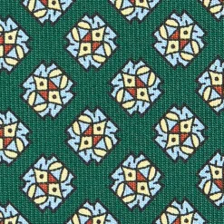 CRAVATTA SARTORIALE CLASSICA IN SETA VERDE SCURO Microfantasia fiore