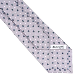 CRAVATTA SARTORIALE CLASSICA IN SETA GRIGIO CHIARO Microfantasia fiore