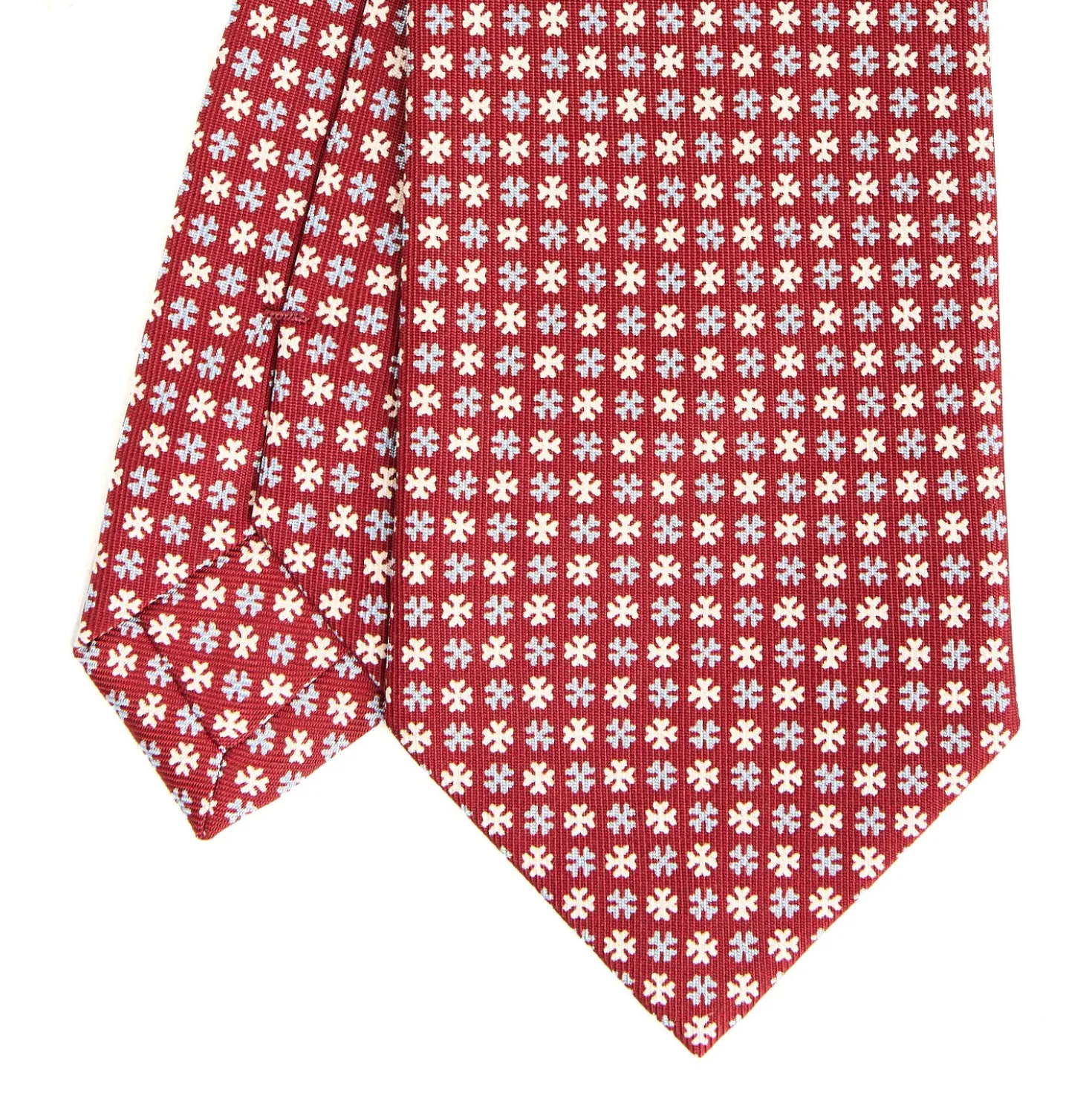 CRAVATTA SARTORIALE CLASSICA IN SETA BORDEAUX Microfantasia fiore