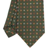 CRAVATTA SARTORIALE CLASSICA IN SETA VERDE OLIVA Microfantasia fiore
