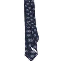 CRAVATTA SARTORIALE CLASSICA IN SETA BLU SCURO Microfantasia fiore