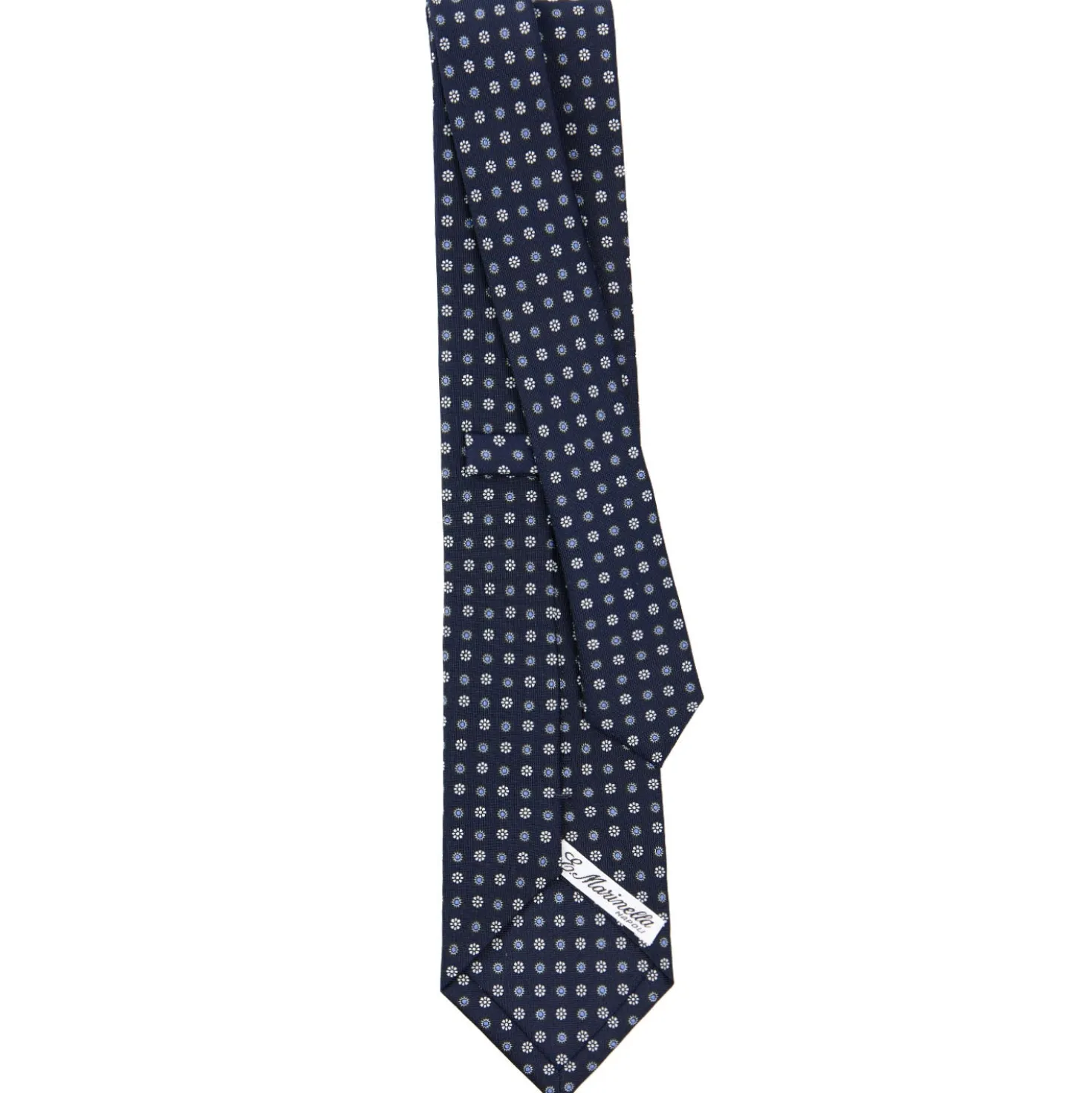CRAVATTA SARTORIALE CLASSICA IN SETA BLU SCURO Microfantasia fiore