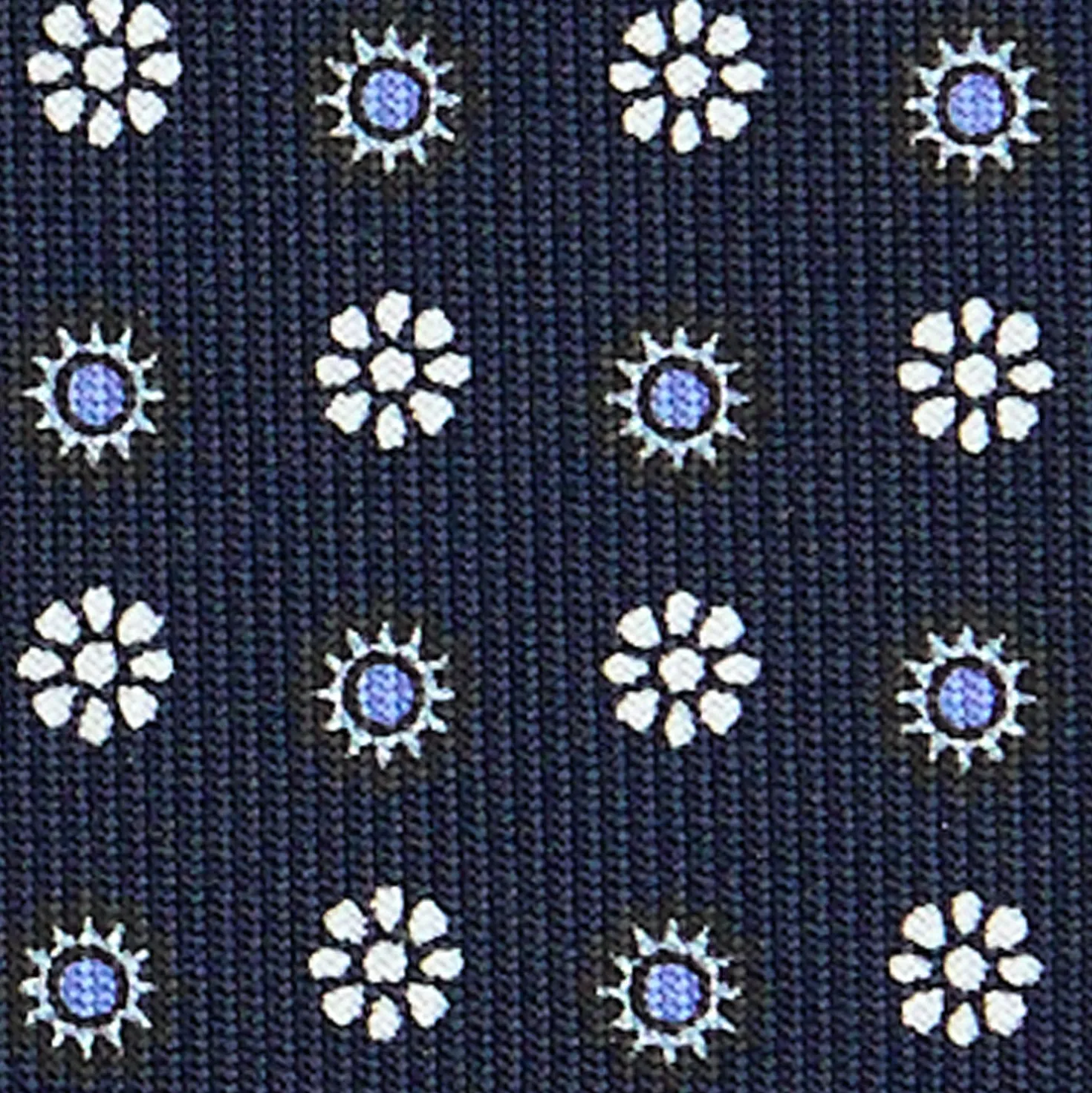 CRAVATTA SARTORIALE CLASSICA IN SETA BLU SCURO Microfantasia fiore