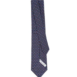 CRAVATTA SARTORIALE CLASSICA IN SETA BLU SCURO Microfantasia fiore