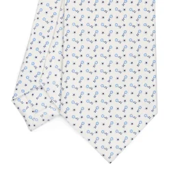 CRAVATTA SARTORIALE CLASSICA IN SETA BIANCA Microfantasia fiore