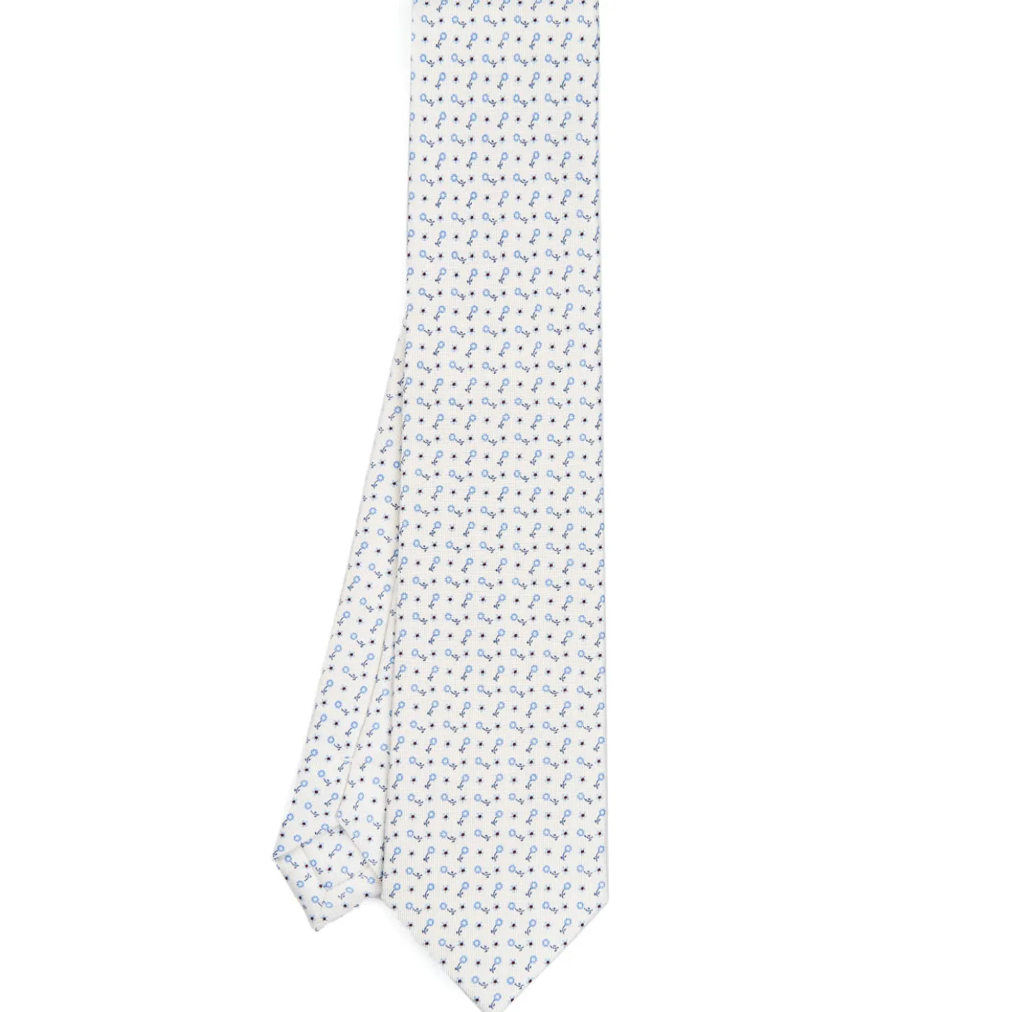 CRAVATTA SARTORIALE CLASSICA IN SETA BIANCA Microfantasia fiore