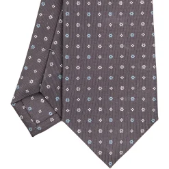 CRAVATTA SARTORIALE CLASSICA IN SETA GRIGIO SCURO Microfantasia fiore