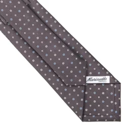 CRAVATTA SARTORIALE CLASSICA IN SETA GRIGIO SCURO Microfantasia fiore