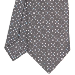 CRAVATTA SARTORIALE CLASSICA IN SETA GRIGIO CHIARO Microfantasia fiore