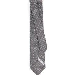 CRAVATTA SARTORIALE CLASSICA IN SETA GRIGIO CHIARO Microfantasia fiore