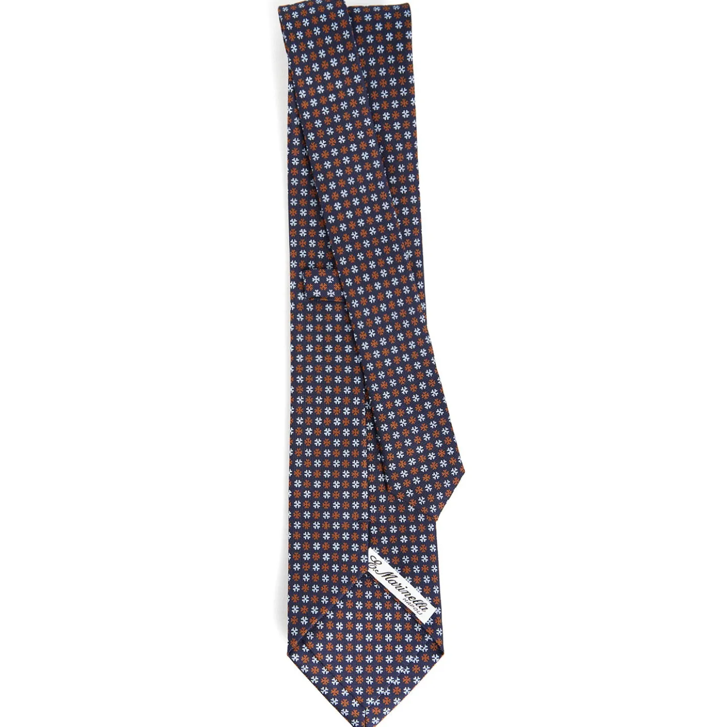 CRAVATTA SARTORIALE CLASSICA IN SETA BLU SCURO Microfantasia fiore