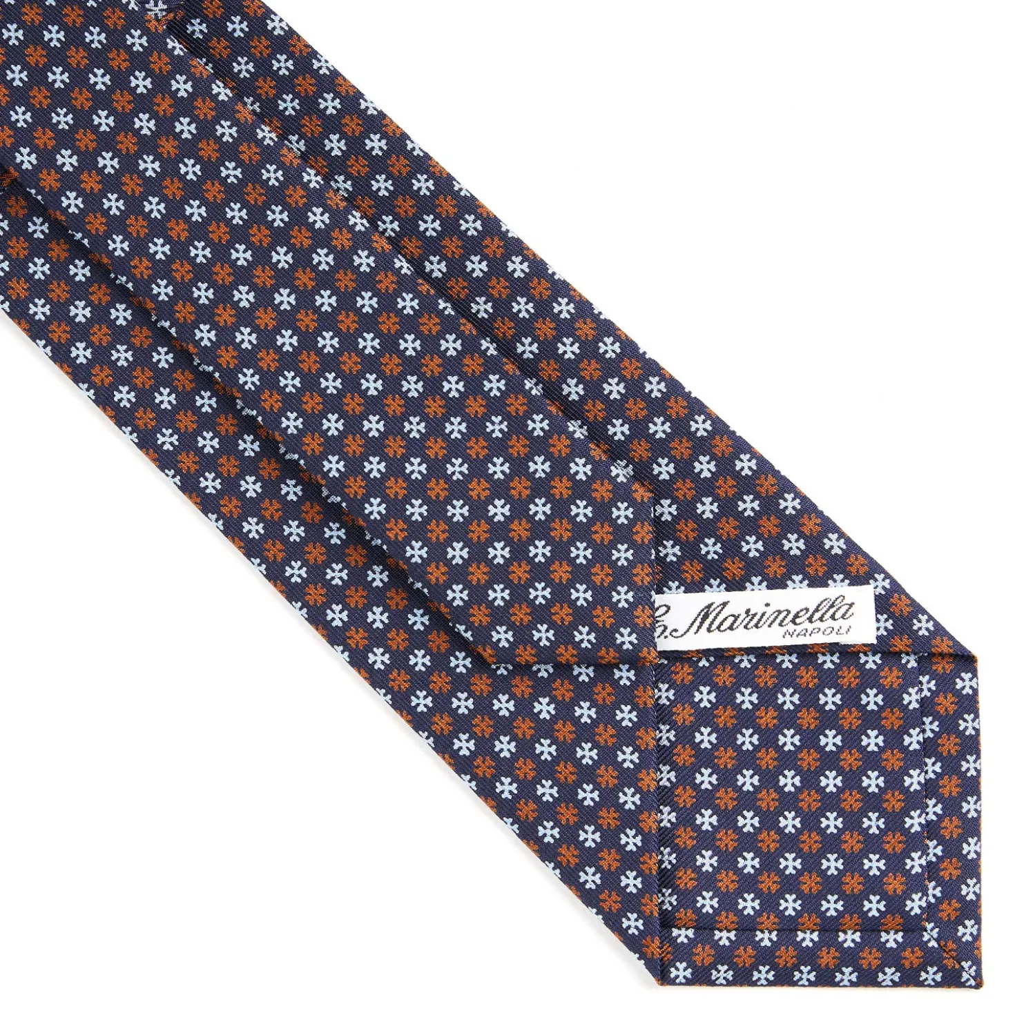 CRAVATTA SARTORIALE CLASSICA IN SETA BLU SCURO Microfantasia fiore