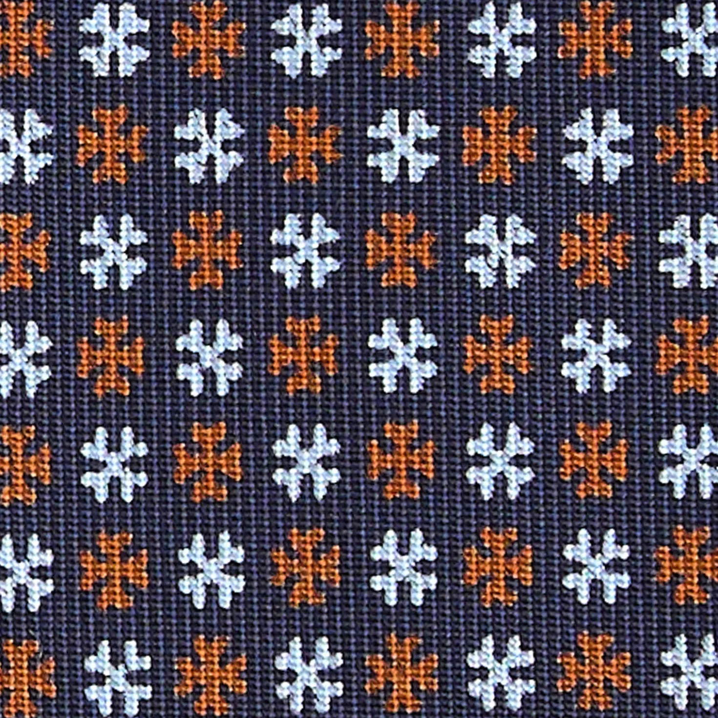 CRAVATTA SARTORIALE CLASSICA IN SETA BLU SCURO Microfantasia fiore