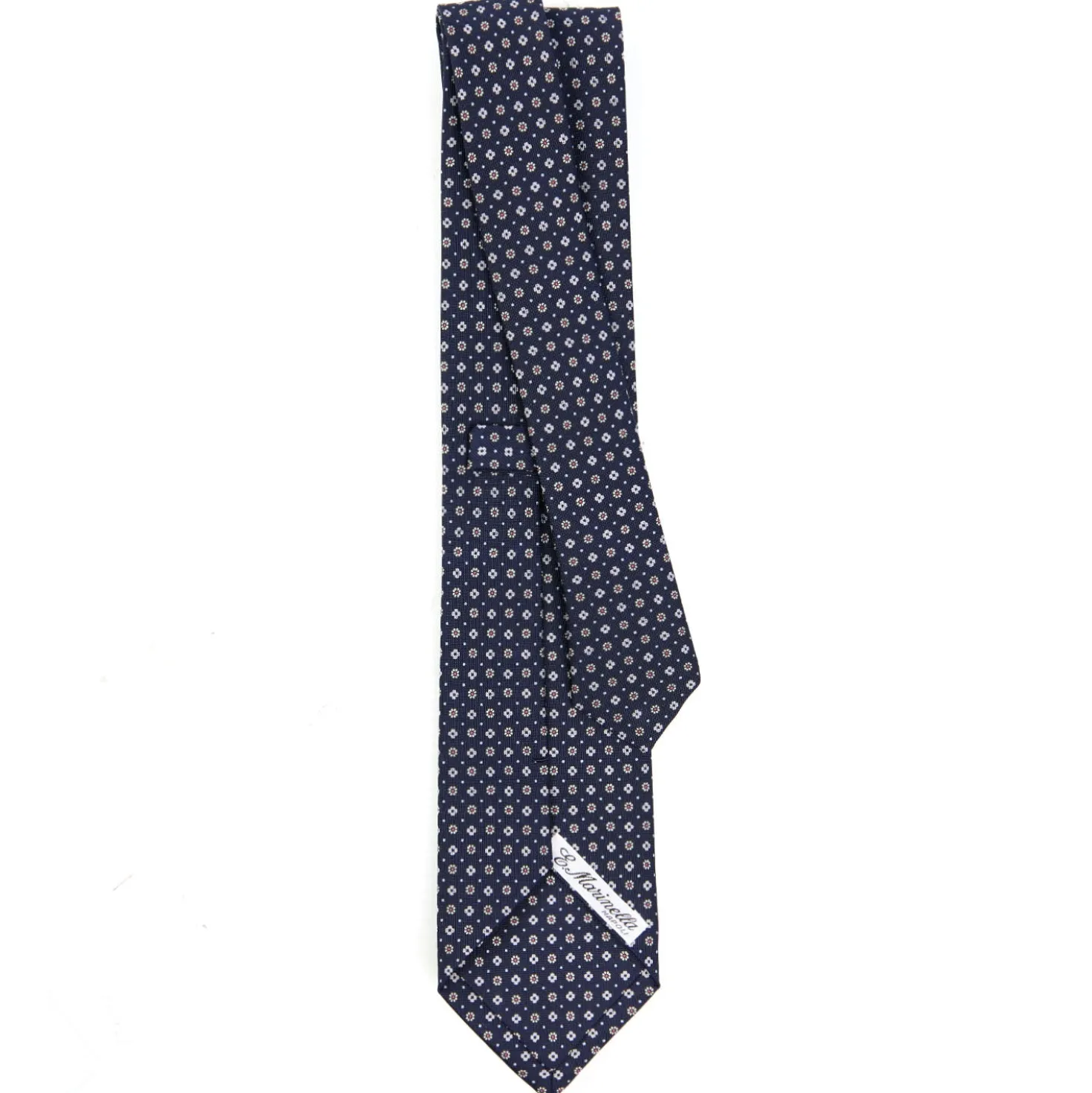 CRAVATTA SARTORIALE CLASSICA IN SETA BLU SCURO Microfantasia fiore
