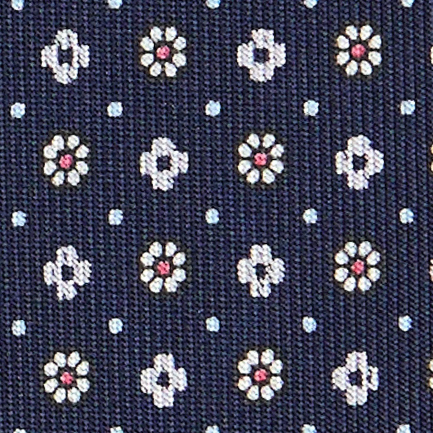 CRAVATTA SARTORIALE CLASSICA IN SETA BLU SCURO Microfantasia fiore