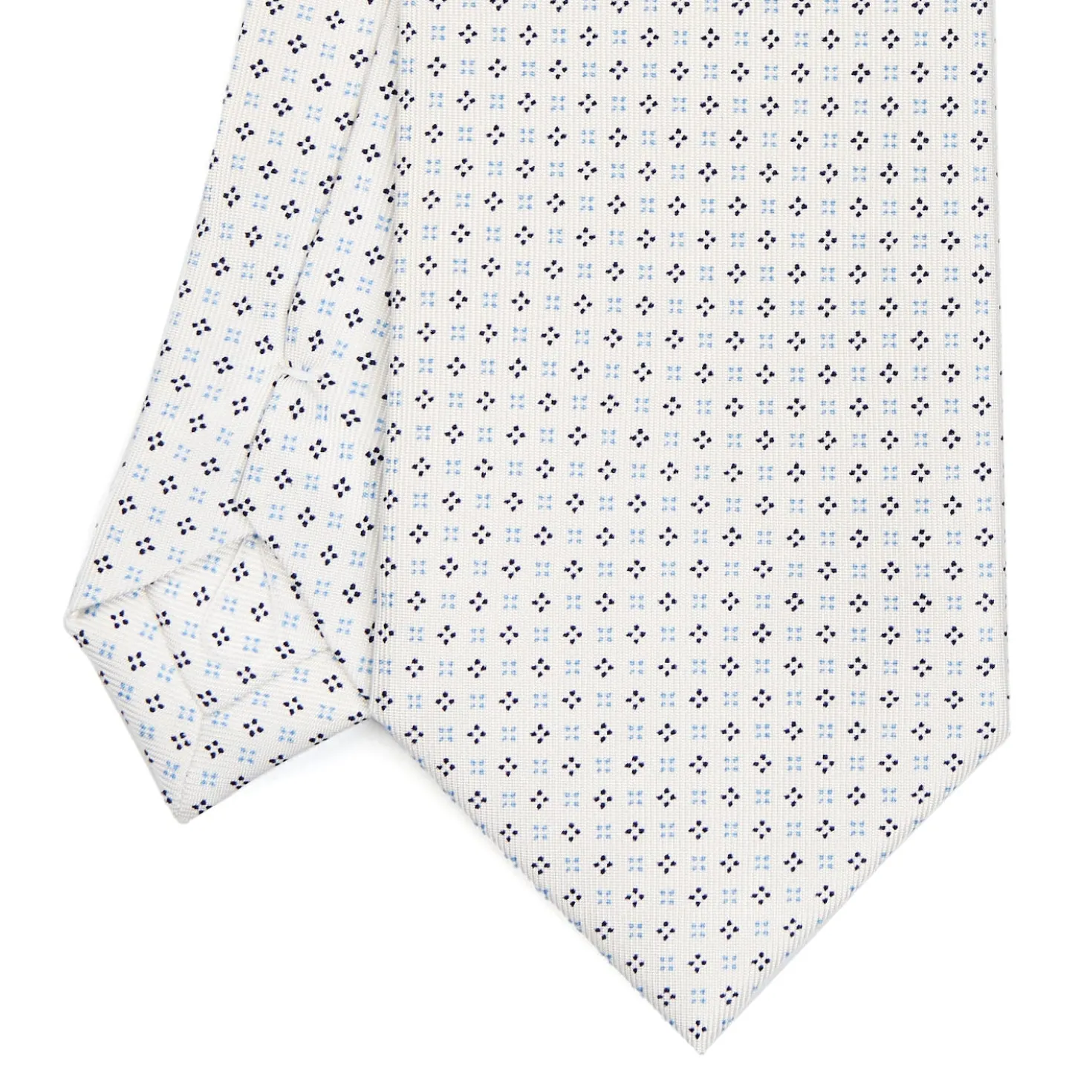 CRAVATTA SARTORIALE CLASSICA IN SETA BIANCA Microfantasia fiore