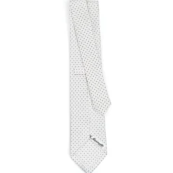 CRAVATTA SARTORIALE CLASSICA IN SETA BIANCA Microfantasia fiore