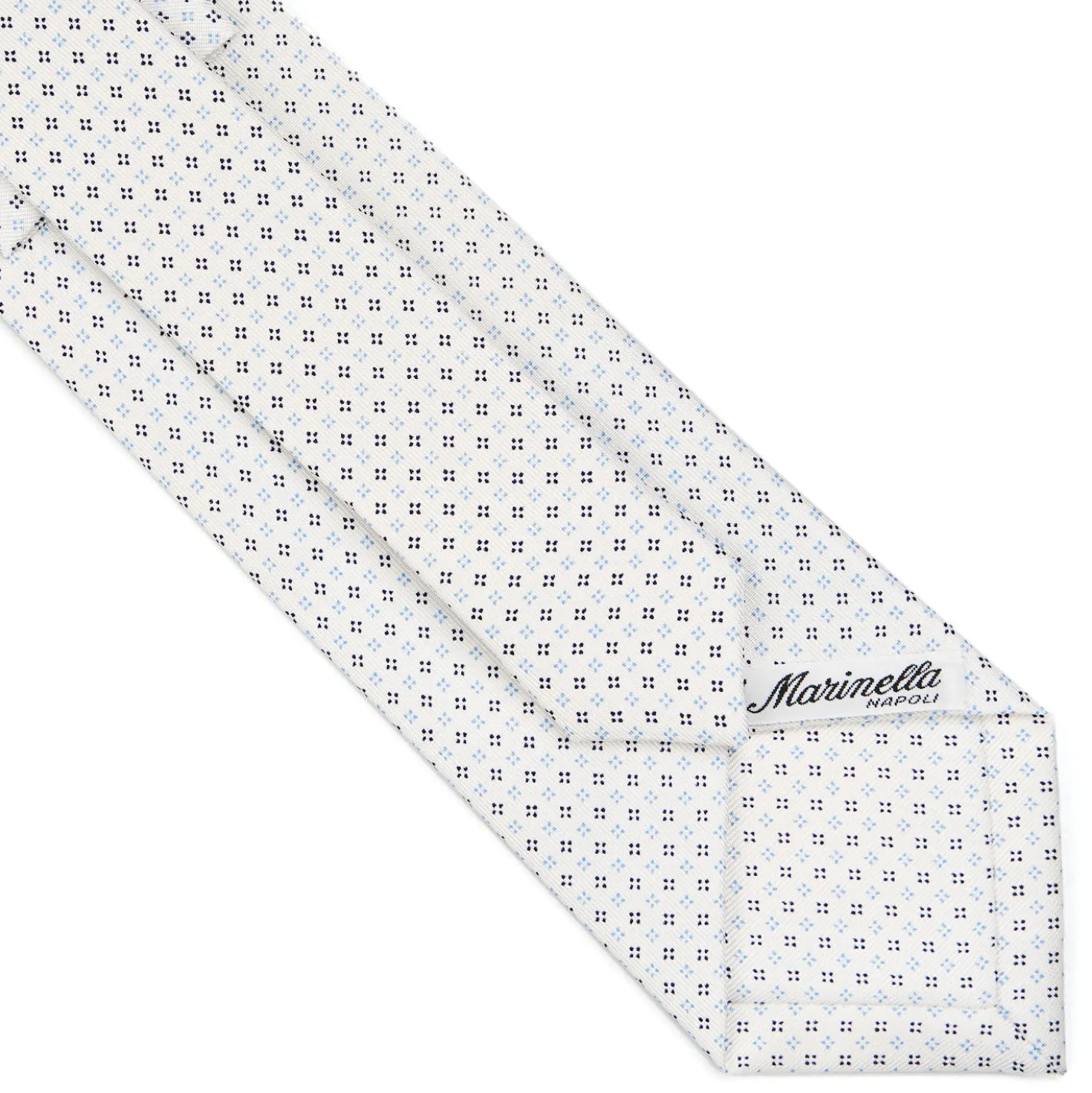 CRAVATTA SARTORIALE CLASSICA IN SETA BIANCA Microfantasia fiore