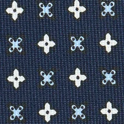CRAVATTA SARTORIALE CLASSICA IN SETA BLU SCURO Microfantasia fiore