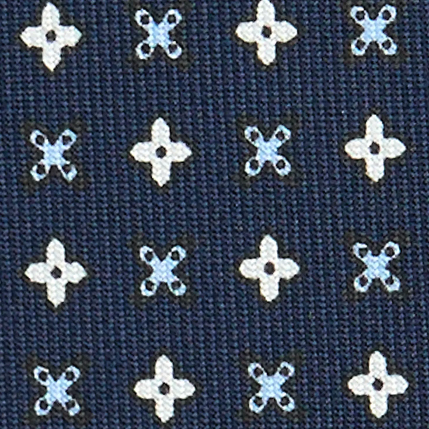CRAVATTA SARTORIALE CLASSICA IN SETA BLU SCURO Microfantasia fiore