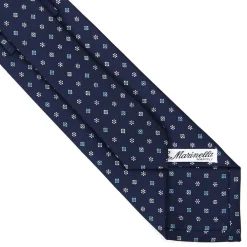 CRAVATTA SARTORIALE CLASSICA IN SETA BLU SCURO Microfantasia fiore