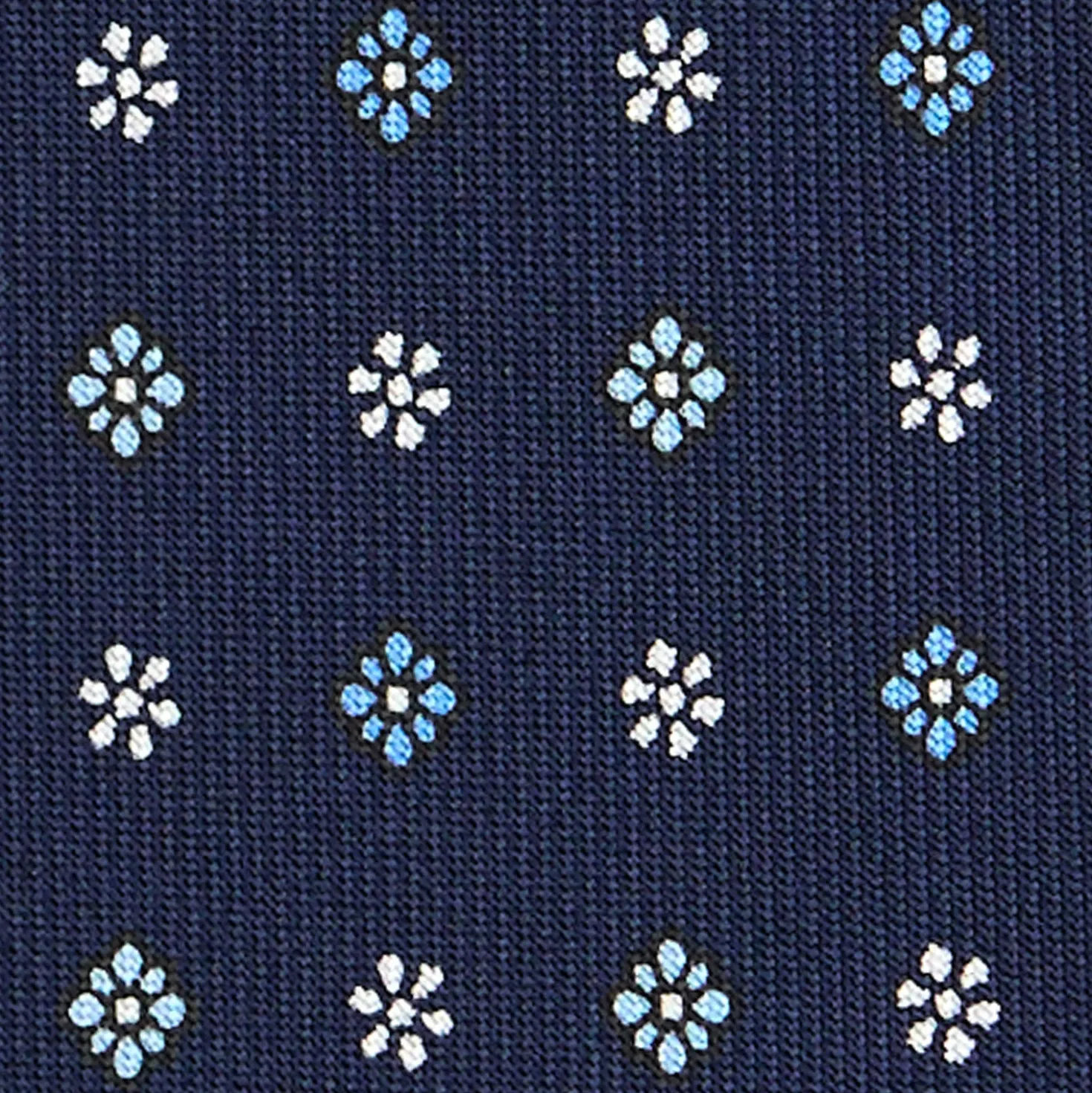 CRAVATTA SARTORIALE CLASSICA IN SETA BLU SCURO Microfantasia fiore