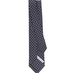 CRAVATTA SARTORIALE CLASSICA IN SETA BLU SCURO Microfantasia fiore