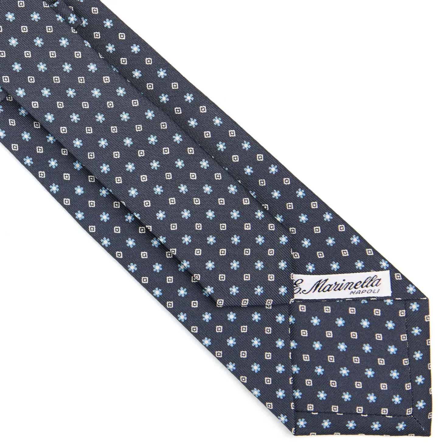 CRAVATTA SARTORIALE CLASSICA IN SETA GRIGIO SCURO Microfantasia fiore