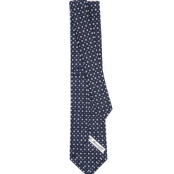 CRAVATTA SARTORIALE CLASSICA IN SETA BLU SCURO Microfantasia fiore