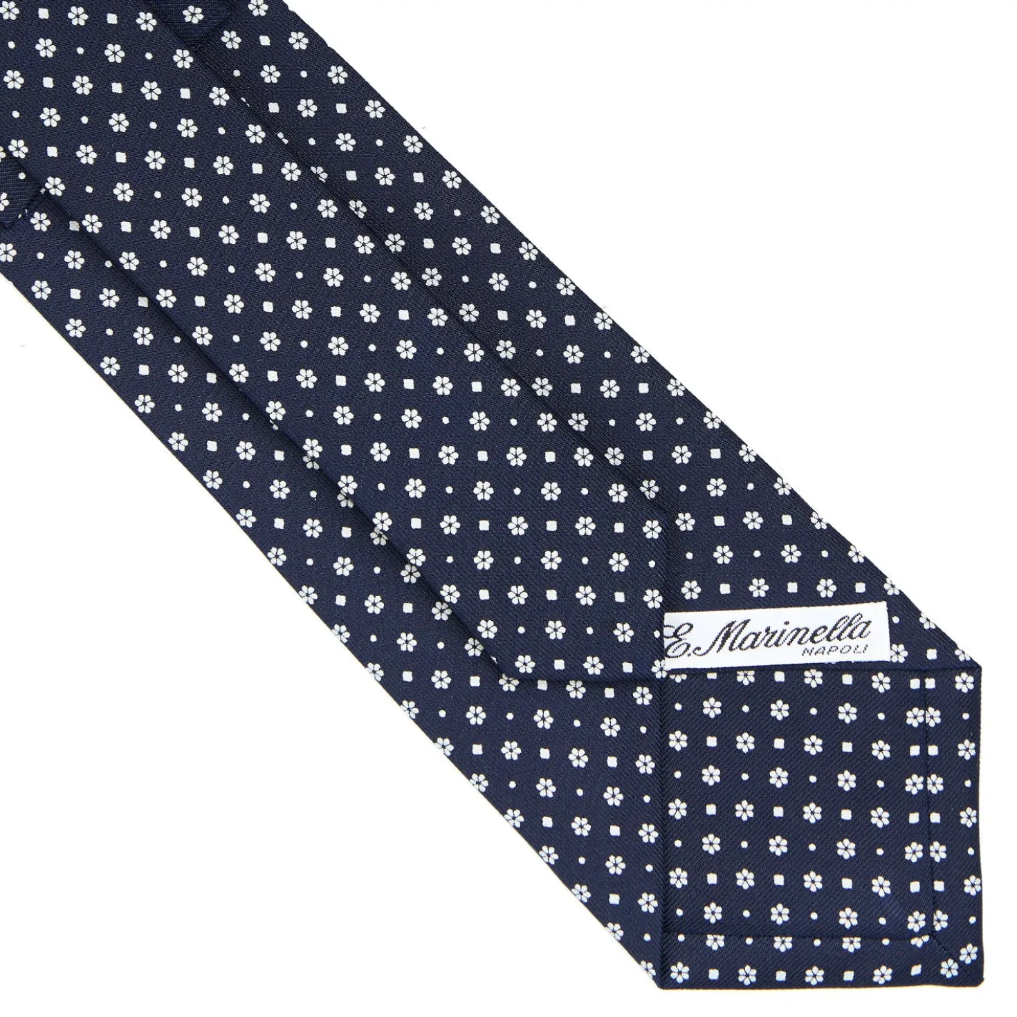 CRAVATTA SARTORIALE CLASSICA IN SETA BLU SCURO Microfantasia fiore