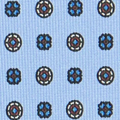CRAVATTA SARTORIALE CLASSICA IN SETA AZZURRA Microfantasia fiore