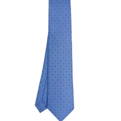 CRAVATTA SARTORIALE CLASSICA IN SETA AZZURRO POLVERE Microfantasia fiore