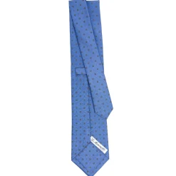 CRAVATTA SARTORIALE CLASSICA IN SETA AZZURRO POLVERE Microfantasia fiore