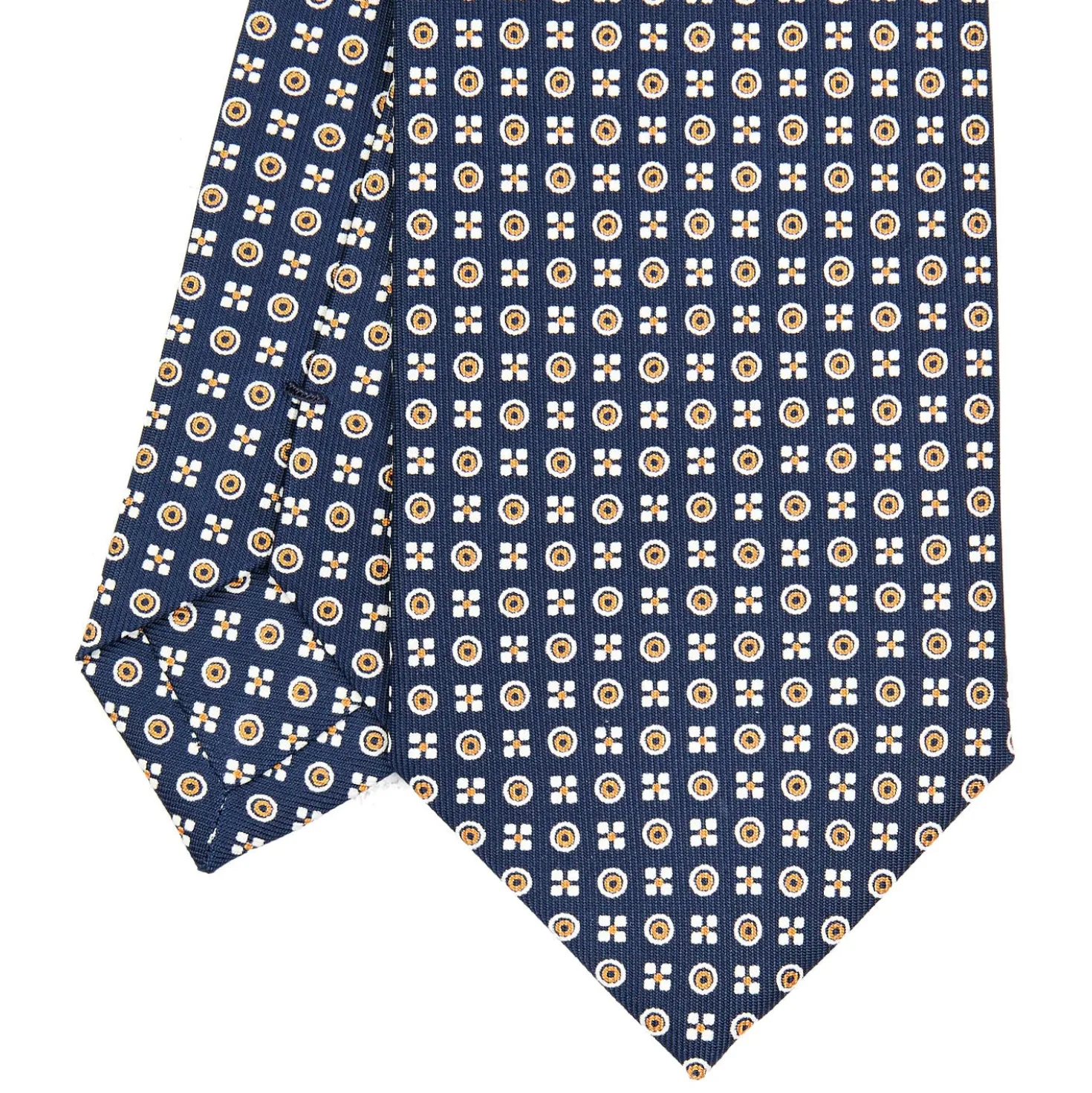 CRAVATTA SARTORIALE CLASSICA IN SETA BLU SCURO Microfantasia fiore