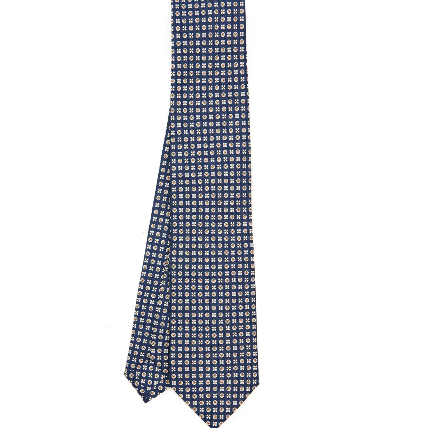 CRAVATTA SARTORIALE CLASSICA IN SETA BLU SCURO Microfantasia fiore