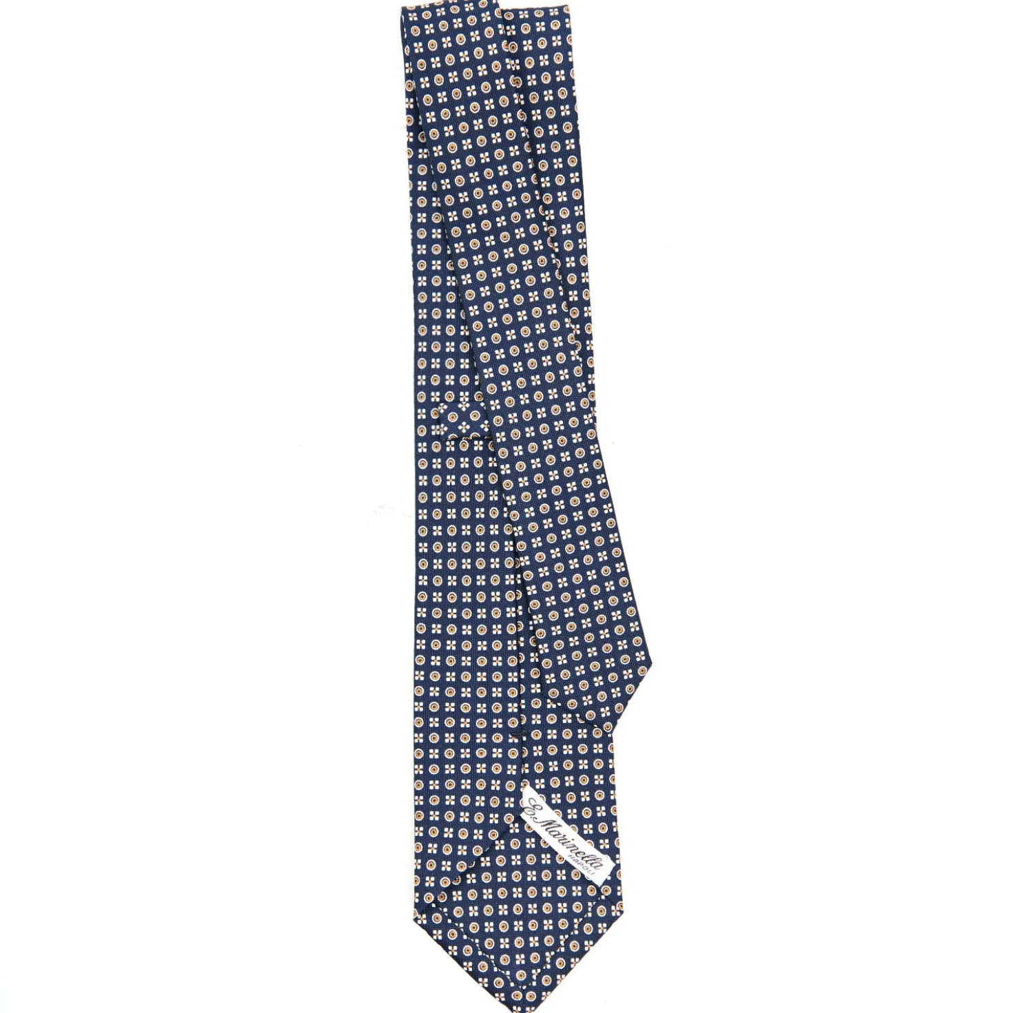 CRAVATTA SARTORIALE CLASSICA IN SETA BLU SCURO Microfantasia fiore