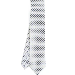 CRAVATTA SARTORIALE CLASSICA IN SETA BIANCA Microfantasia fiore