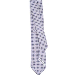 CRAVATTA SARTORIALE CLASSICA IN SETA GRIGIO CHIARO Microfantasia fiore