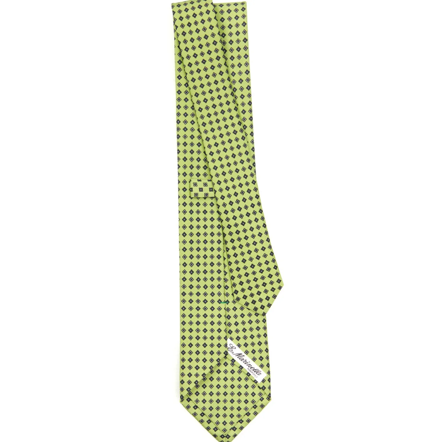 CRAVATTA SARTORIALE CLASSICA IN SETA VERDE CHIARO Microfantasia fiore