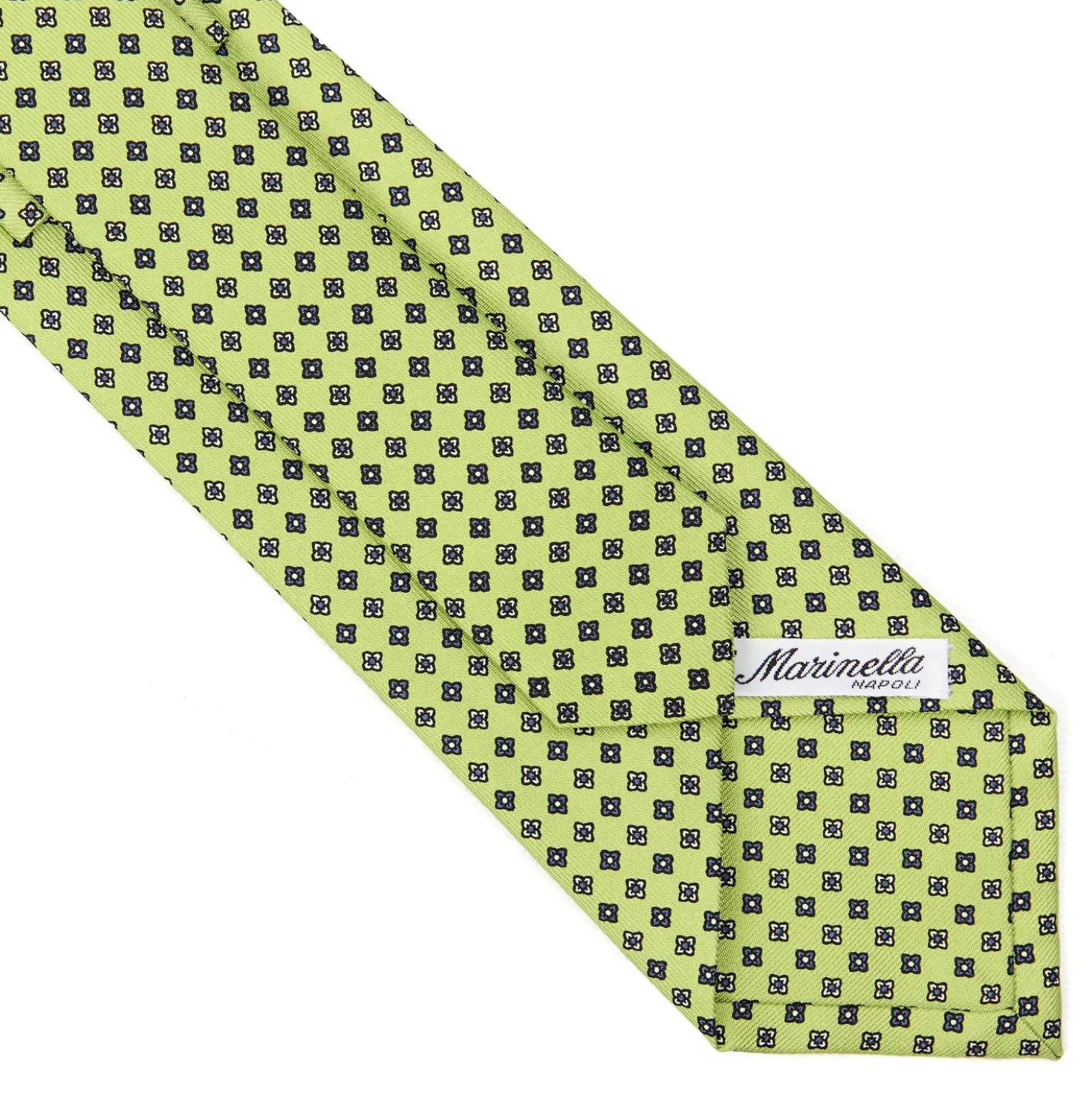 CRAVATTA SARTORIALE CLASSICA IN SETA VERDE CHIARO Microfantasia fiore